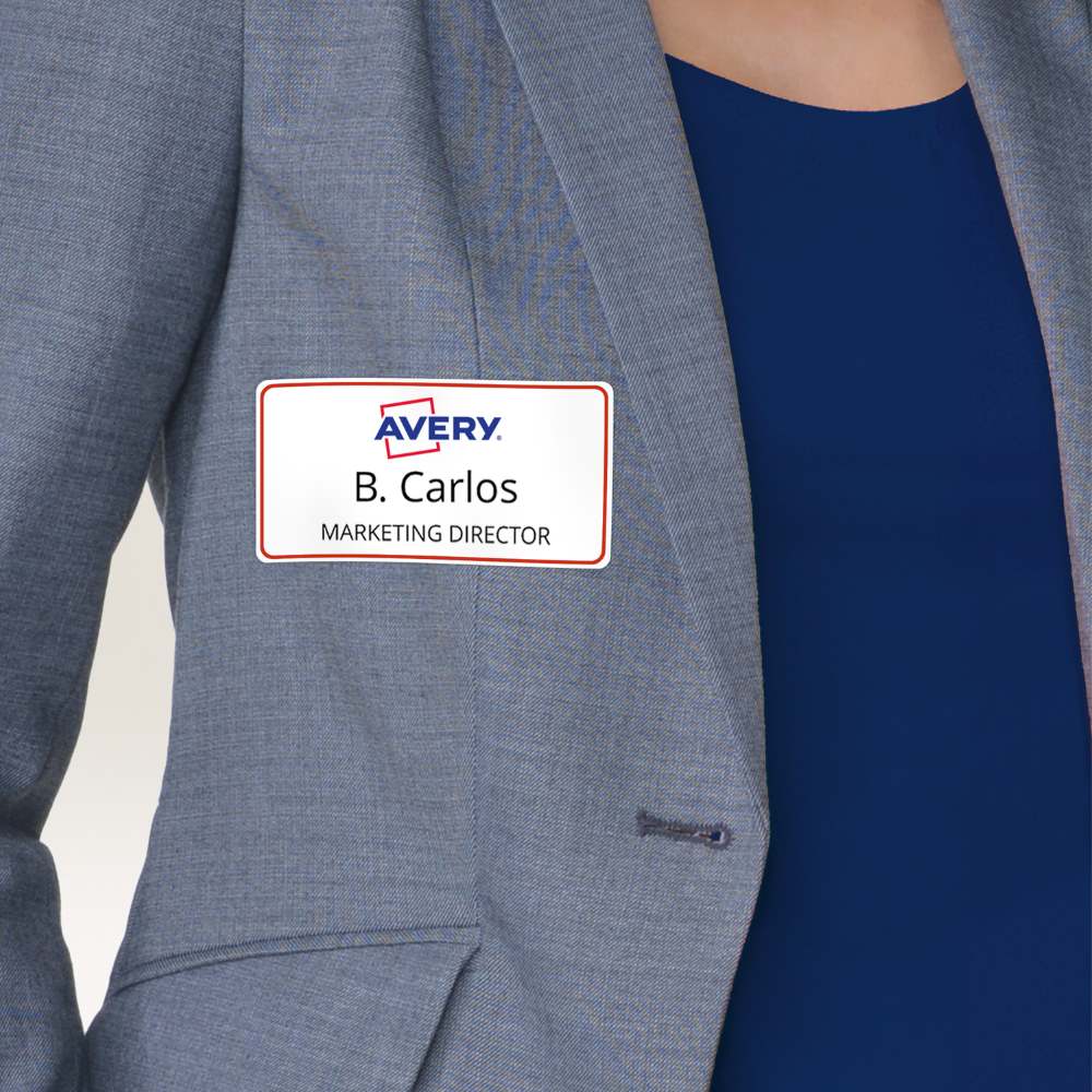 Priponke samolepilne bele z barvno obrobo za imena Avery Zweckform L4786-20, 80 x 50 mm