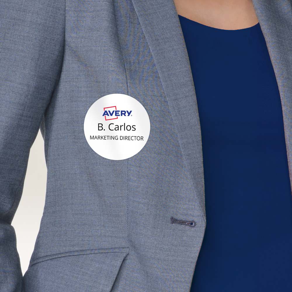 Priponke samolepilne bele okrogle za imena Avery Zweckform L4881-20, fi 65 mm