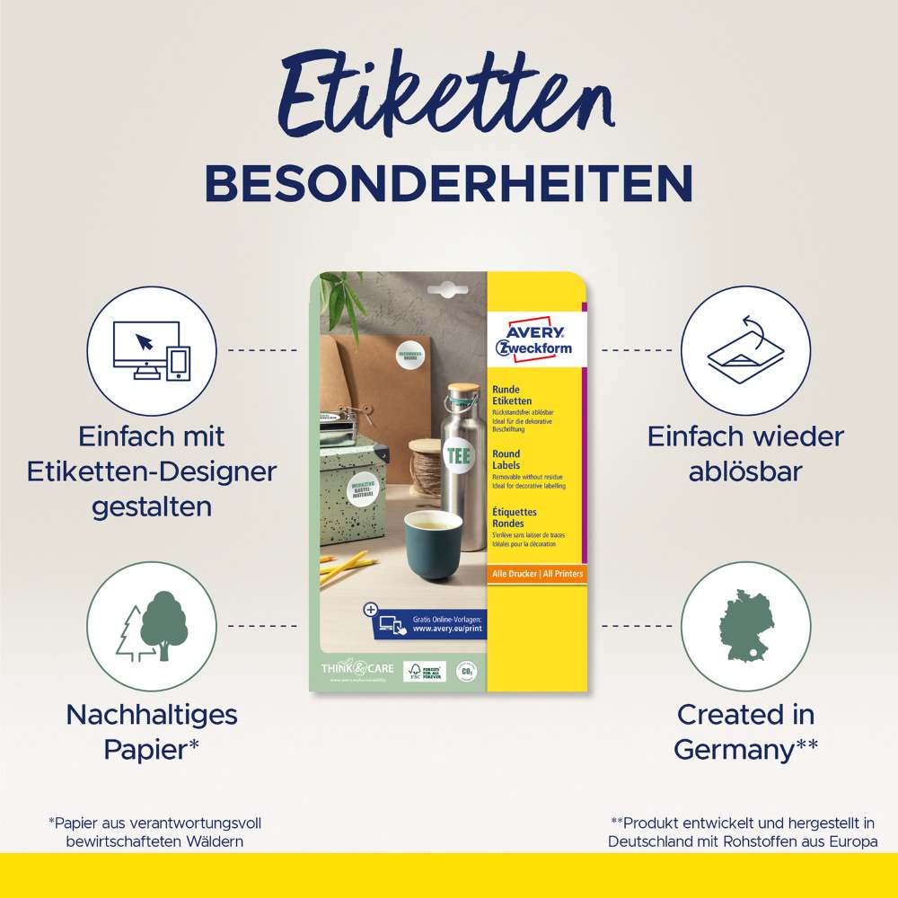 Etikete papirne bele odstranljive okrogle L7104-25, fi 60 mm