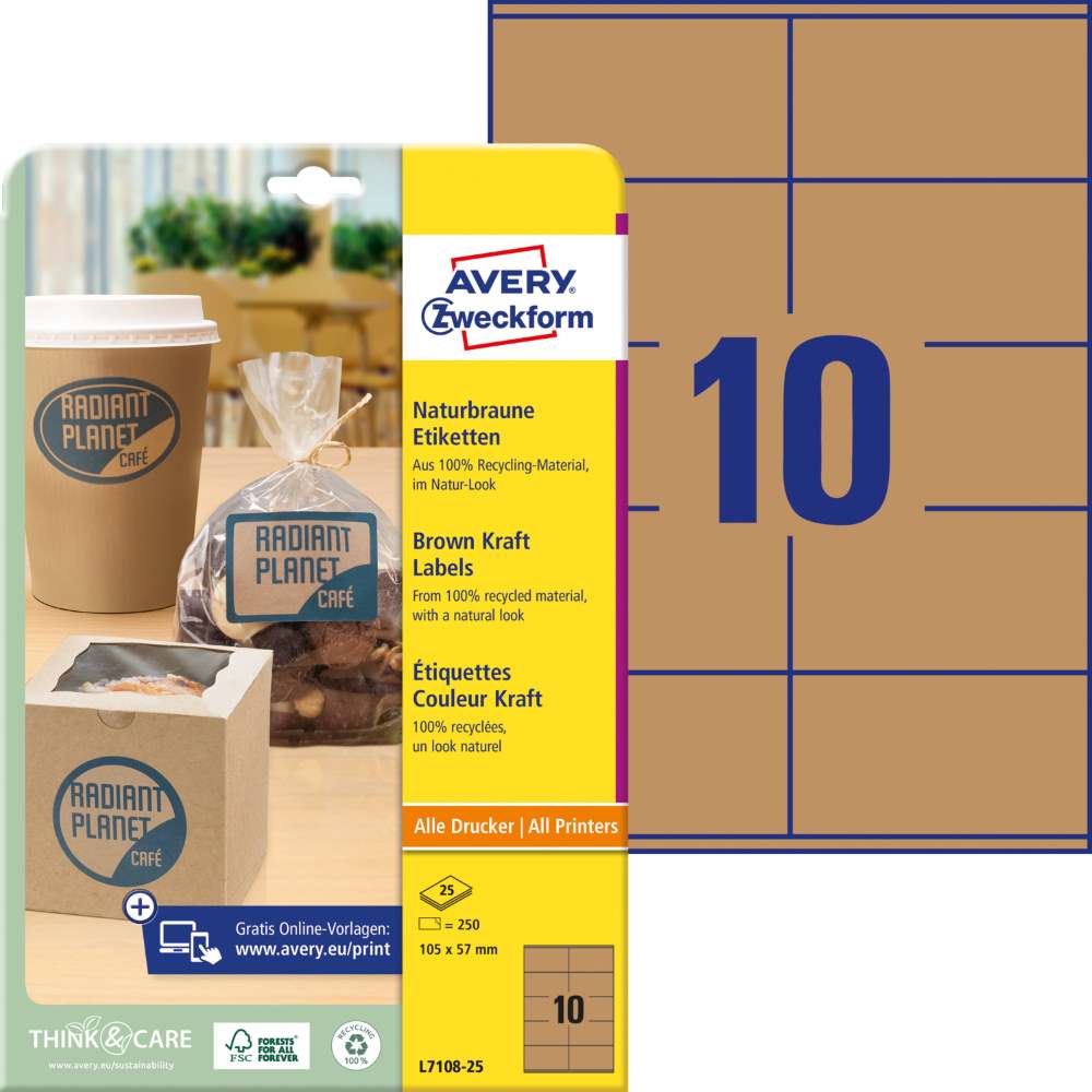 Etikete papirne naravno rjave L7108-25, 105 x 57 mm