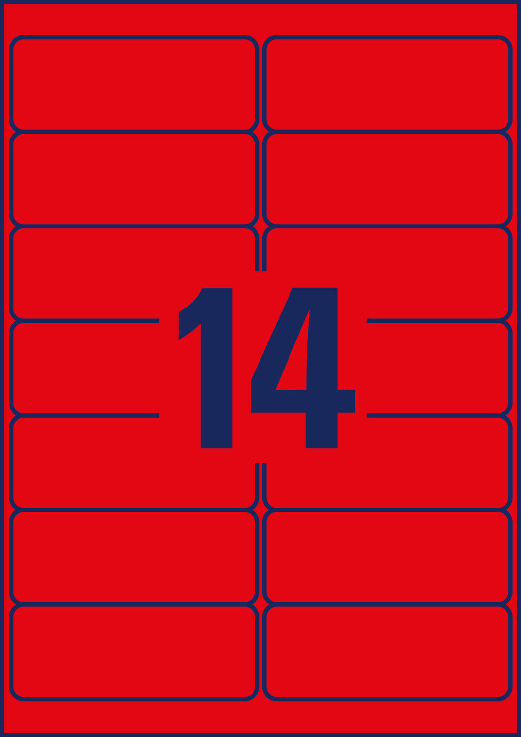 Etikete papirne neonsko rdeče odstranljive Avery Zweckform L7263R-25, 99,1 x 38,1 mm