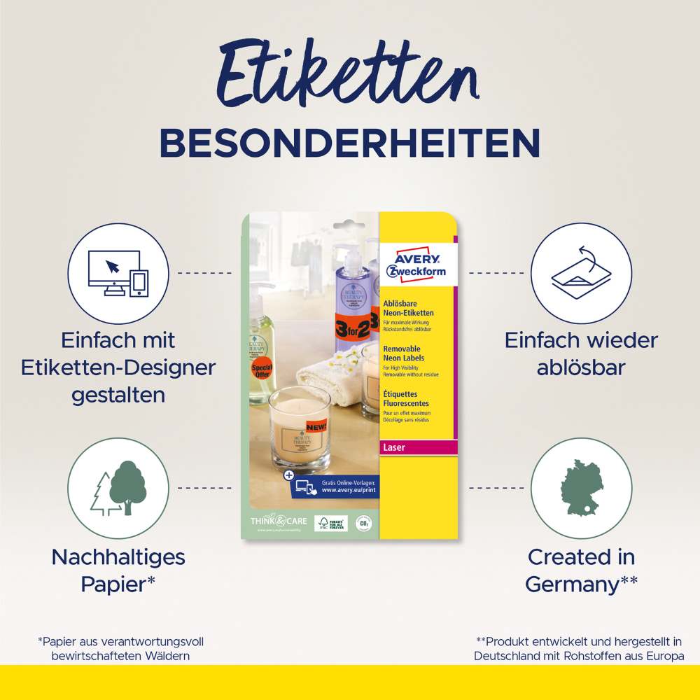 Etikete papirne neonsko rdeče odstranljive Avery Zweckform L7263R-25, 99,1 x 38,1 mm