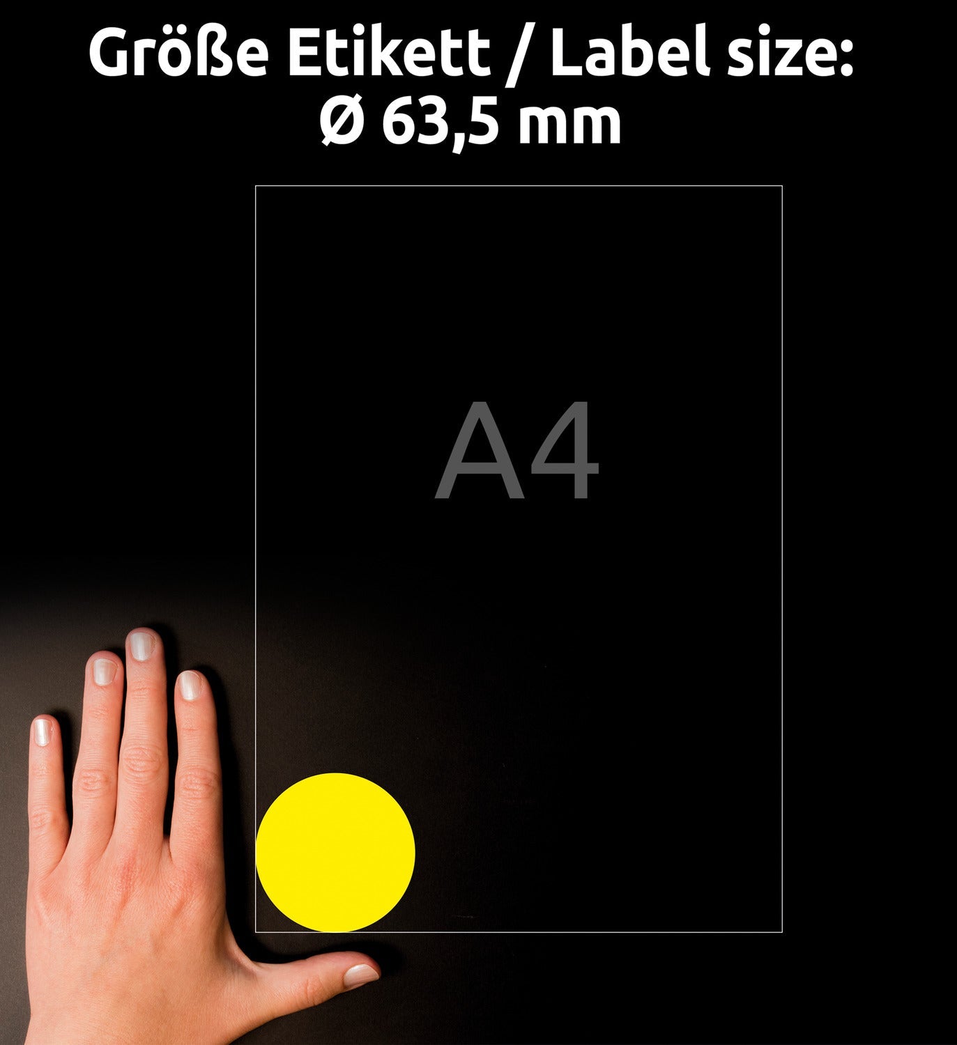 Etikete papirne neonsko rumene odstranljive Avery Zweckform L7670Y-25, fi 63,5 mm