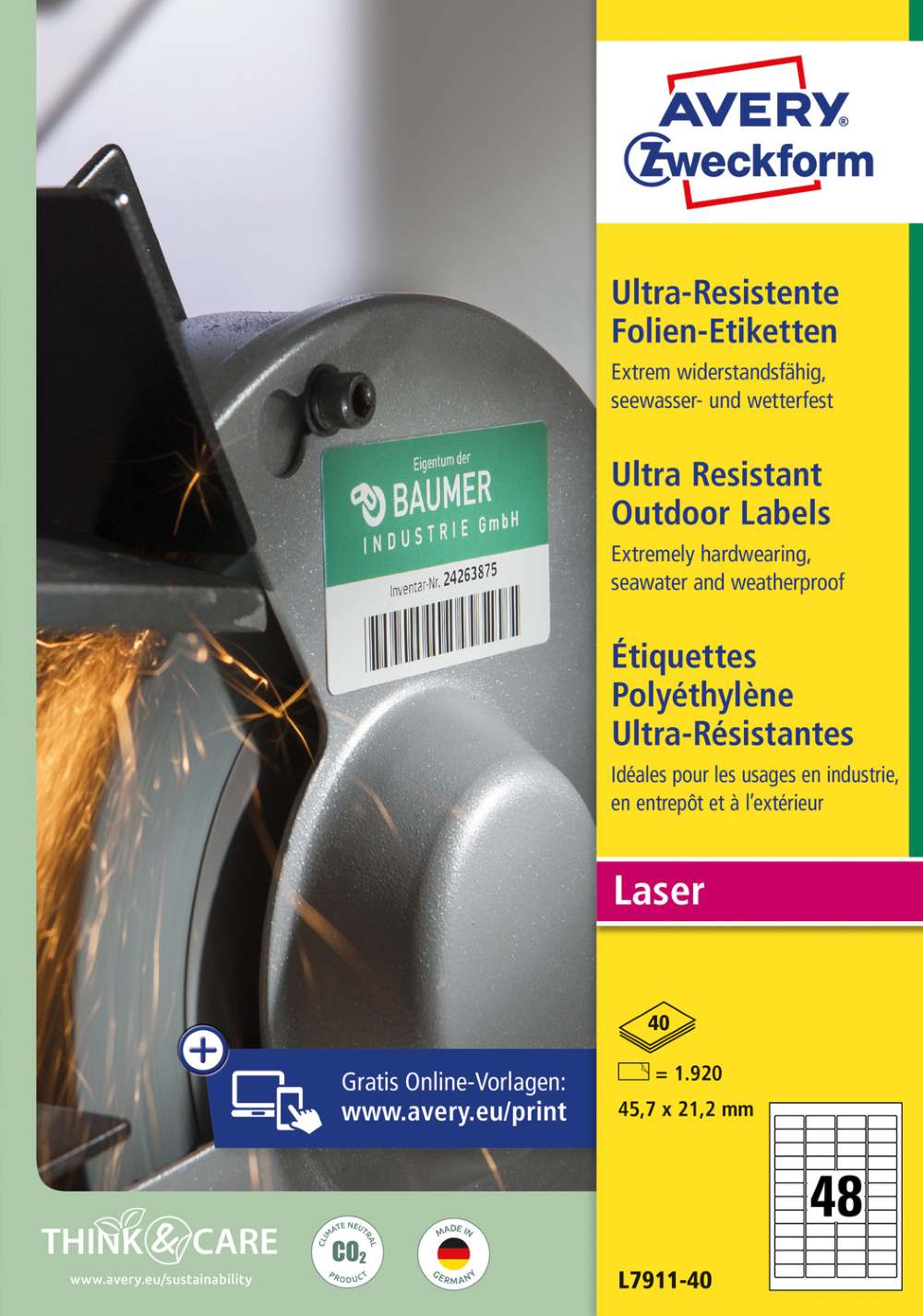 Etikete polietilenske bele izjemno odporne Avery Zweckform L7911, 45,7 x 21,2 mm