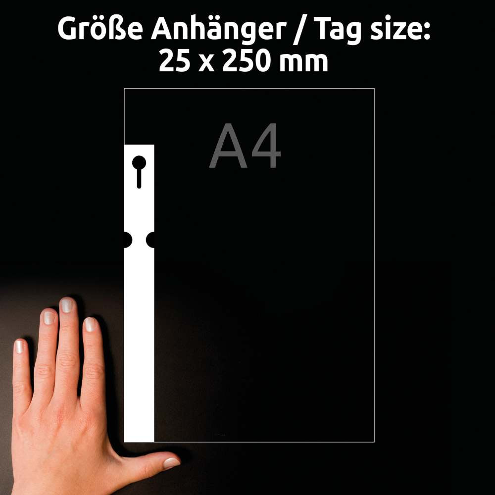 Oznake z zanko bele poliestrske obojestranske Avery Zweckform T3008-10, 250 x 25 mm